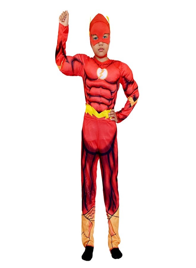 VRITRAZ Polyester Cosplay Superheros Costume Muscular Arms Soft Fabric For 11-14 Years Kids - Red - Image 1