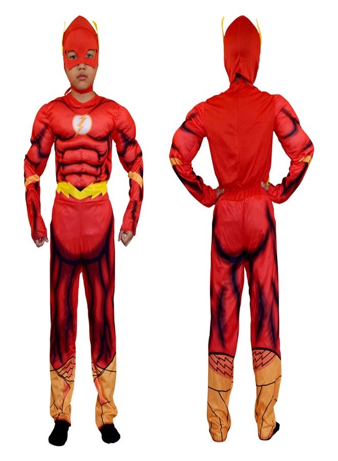 VRITRAZ Polyester Cosplay Superheros Costume Muscular Arms Soft Fabric For 11-14 Years Kids - Red - Image 2