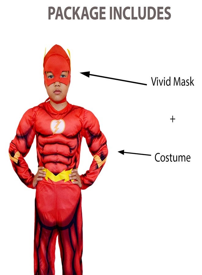 VRITRAZ Polyester Cosplay Superheros Costume Muscular Arms Soft Fabric For 11-14 Years Kids - Red - Image 4