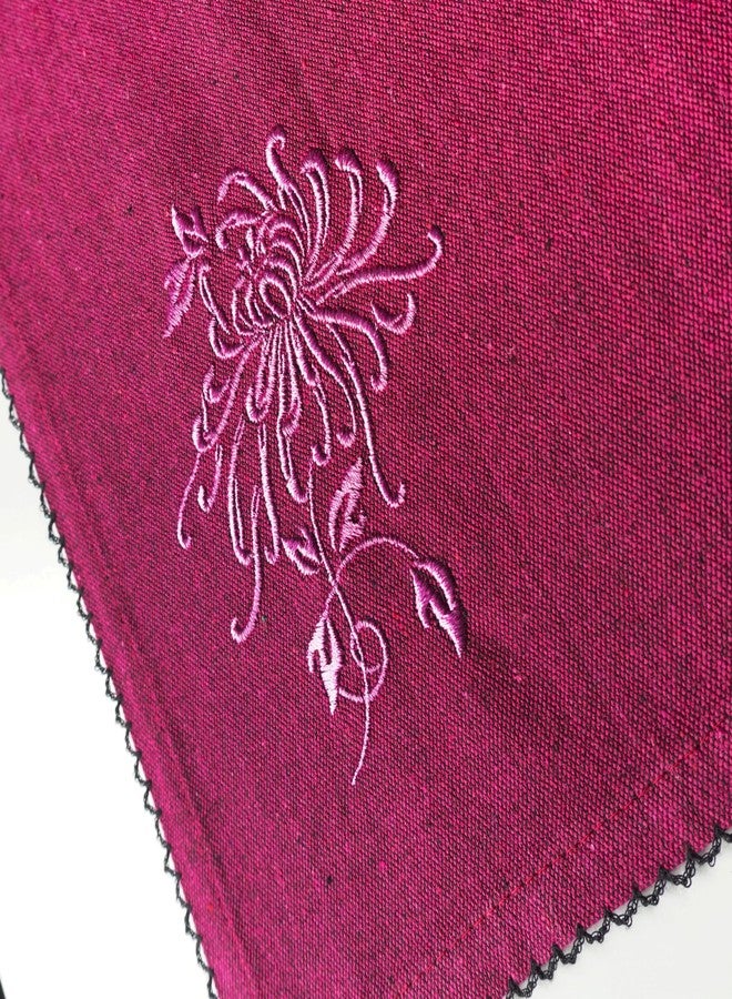 RUSTIQUE LINENS مناديل قماشية مطرزة من القطن الخالص من روستيك لينينز - طقم من 6 مناديل كبيرة 46 × 46 سم | مناديل عشاء ناعمة وماصة لطاولة الطعام والمطبخ | غرزة وردية - Image 5