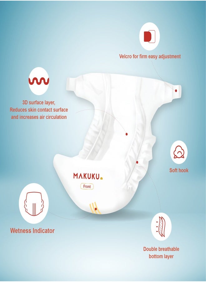Makuku Air Slim Tape Diapers - Size 1 (0-5kg) | 0-2 months | 168 Pieces  - Image 2