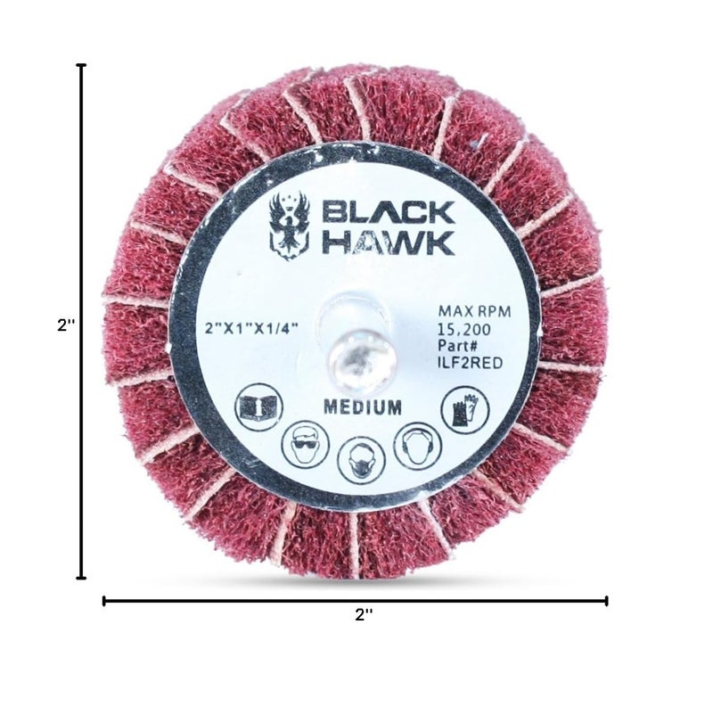 BHA عجلات فلاب متداخلة مركبة للتSand و التشطيب، 2” x 1” x 1/4”، أحمر (متوسط) - 5 عبوات - Image 5