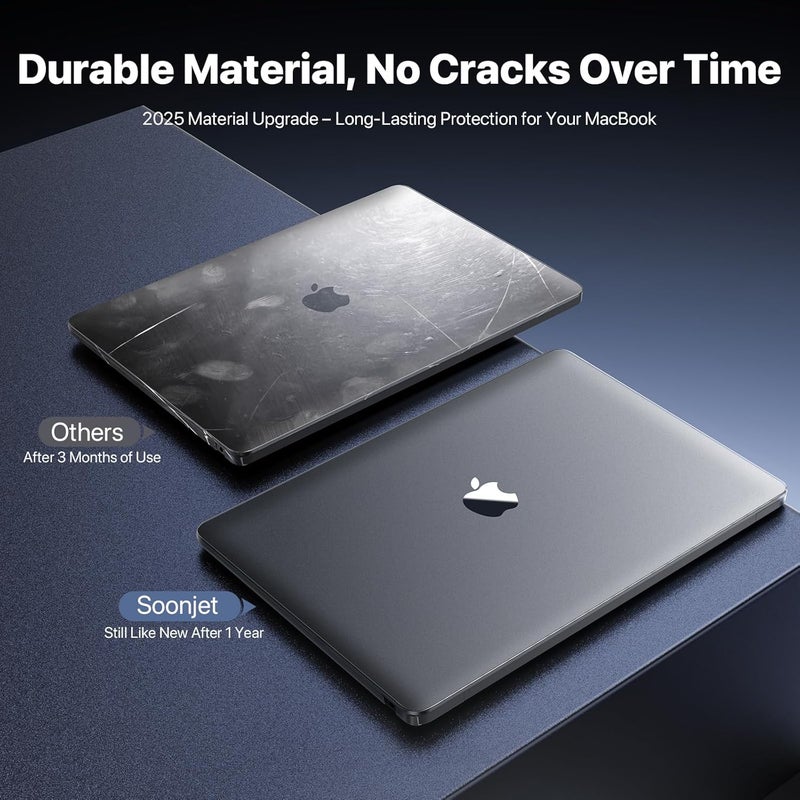 soonjet Compatible for Macbook Air 13 inch Case M1 2020 2019 2018 [Same as Bare Device] Sturdy Protective Hard Shell Cover for Laptop A2337 A2179 A1932 - Space Gray Clear - Image 3