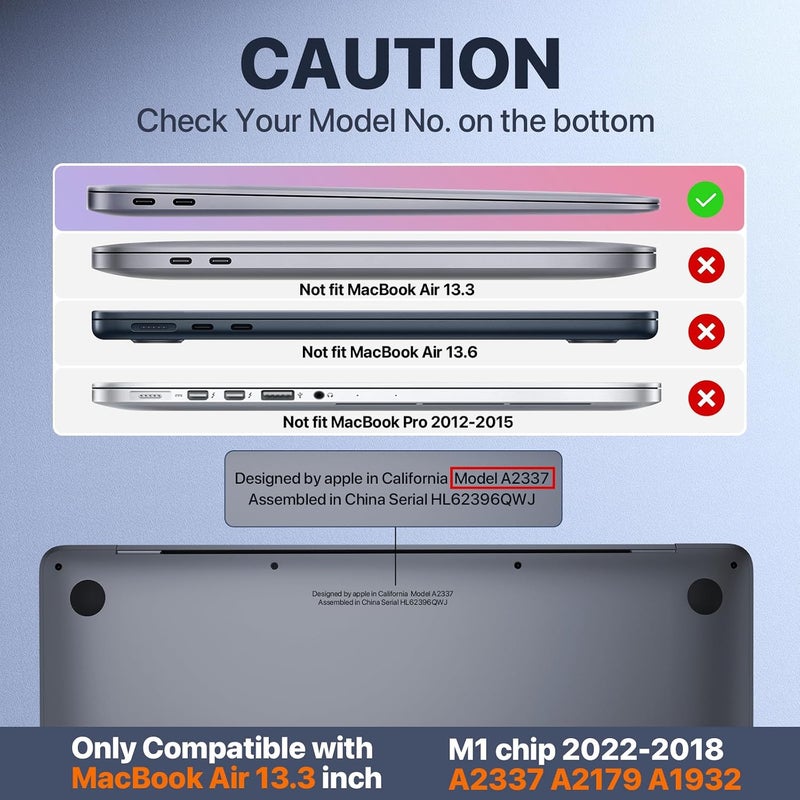 soonjet Compatible for Macbook Air 13 inch Case M1 2020 2019 2018 [Same as Bare Device] Sturdy Protective Hard Shell Cover for Laptop A2337 A2179 A1932 - Space Gray Clear - Image 2
