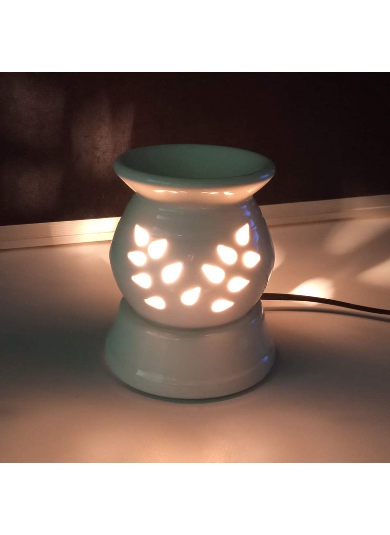 PeepalComm PeepalComm Ceramic Electric Aroma Diffuser Night Lamp Light with JasminLemon Grass Aroma Oil 10ml Each for Home Office Hotel Spa  - Image 2