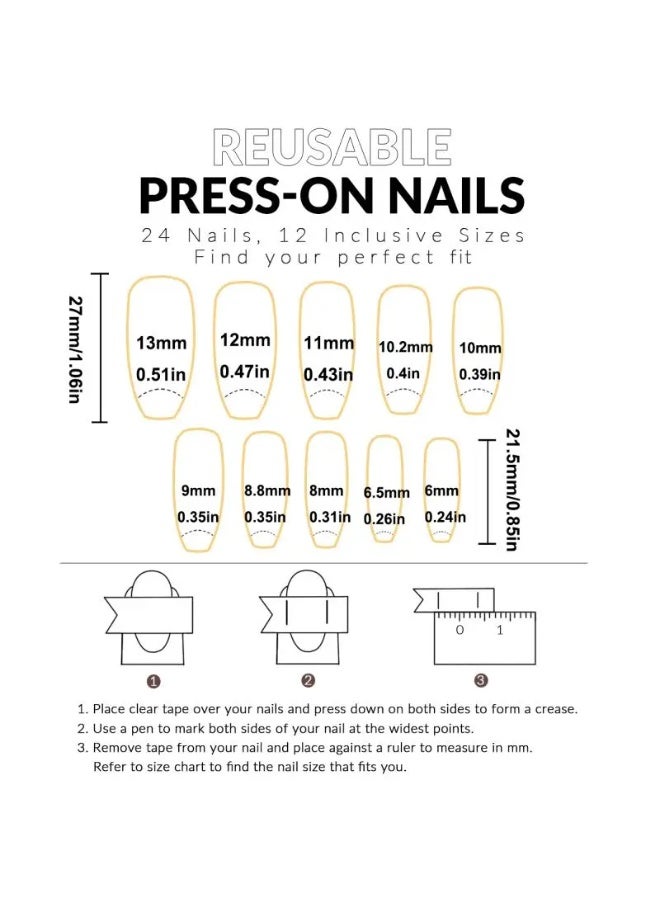 يوكانبي مجموعة أظافر تركيب 24 قطعة طويلة لامعة – مزينة بفيونكات مرصعة بالأحجار اللامعة، قابلة للإزالة - Image 3