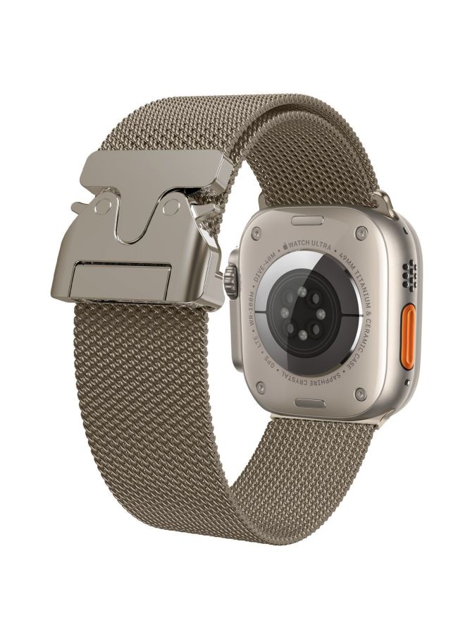 مناسبة لساعة Apple Watch الراقية للأعمال ميلانو، حزام بإبزيم لطيف - اللون: ذهبي رسمي عالمي لـ Huaqiangbei 42/44/45/49 - Image 4