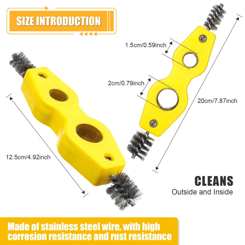 Honoson 4 Pcs 4-in-1 Copper Pipe Cleaner, 1/2 in & 3/4 in Copper Tubing Brush Inner & Outer Thread Cleaner Plumber Deburring Brushs for Plumbing Installation, Soldering, Brazing(Yellow) - Image 3
