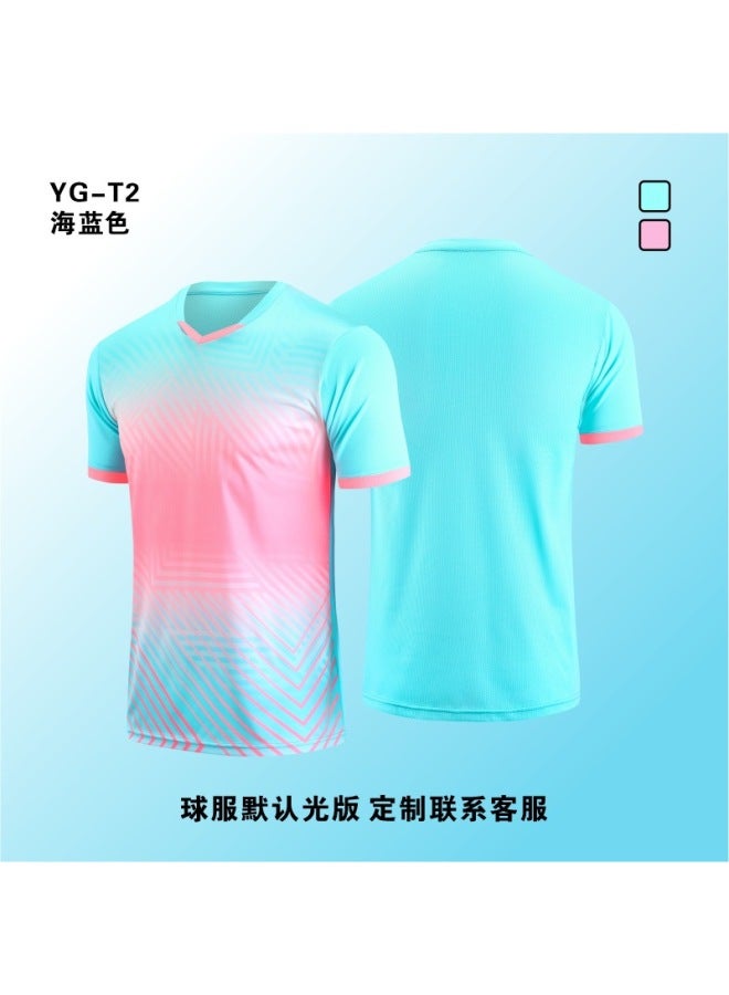 Yg-t2 Lake Blue New Football Sportswear Single Top Custom Running Quick-drying Training Clothes Sweat-wicking Football Clothes Top Competition Team Clothes