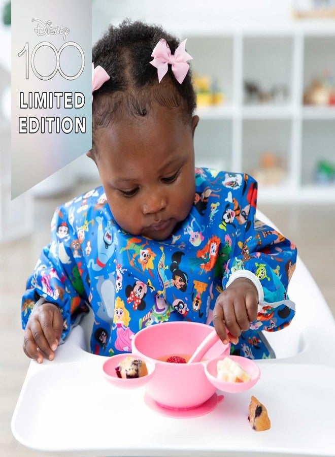 Bumkins Disney Sleeved Bib for Girl or Boy, Baby and Toddler for 6-24 Mos, Essential Must Have for Eating, Feeding, Baby Led Weaning Supplies, Long Sleeve Mess Saving, 100 Magical Celebration - Image 2