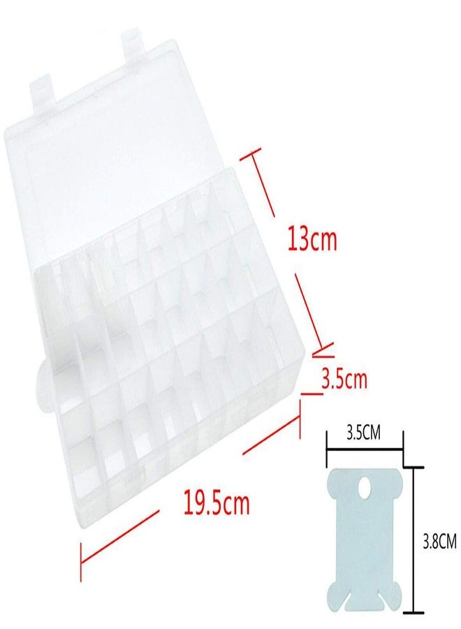 Elandy صندوق تنظيم خيوط التطريز مع 24 فتحة و 50 قطعة من بوبينات الخيوط البلاستيكية البيضاء و 552 قطعة من ملصقات أرقام الخيوط - Image 3