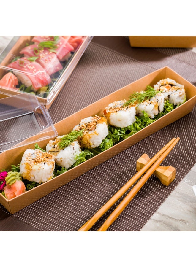 Restaurantware صواني سوشي ماتسوري فيجن 11.2 × 2 × 1.4 بوصة، 100 صندوق تغليف سوشي مقاوم للدهون - الأغطية تباع بشكل منفصل، قابلة للتخلص، حاويات سوشي من ورق كرافت، للمقبلات أو الحلويات - Image 3