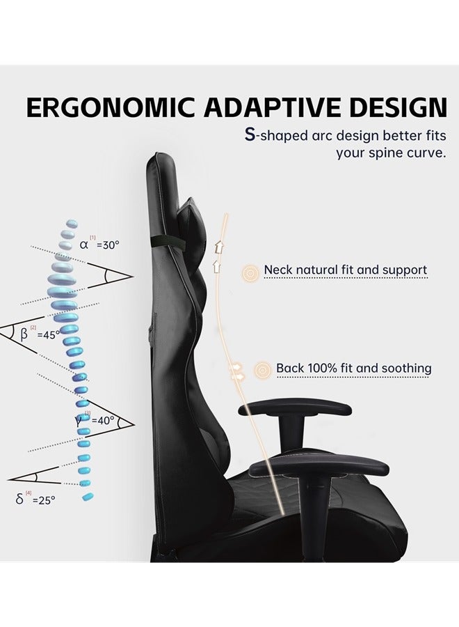 VINNYSEN Gaming Chair Computer Chair with Footrest Racing Ergonomic Chair Leather Reclining Video Game Chair Lifting Armrest High Back Gamer Chair with Headrest and Lumbar Support  - Image 3