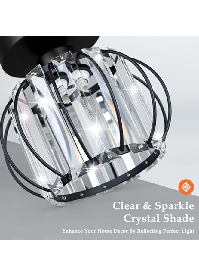 YZMA GLOBAL Crystal Semi Flush Mount Ceiling Light Fixture E27 Mini Antique Gold Chandelier Small Ceiling Lamp for Entryway Bedroom Bathroom Hallway Closet Foyer - Image 2