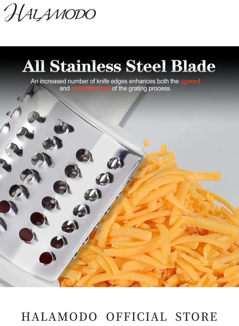 Halamodo Multifunctional Rotary Vegetable Grater Manual Hand Crank Slicer with 3 Interchangeable Stainless Steel Blades Kitchen Shredder for Cheese Nuts Carrots Potatoes and More - Image 5