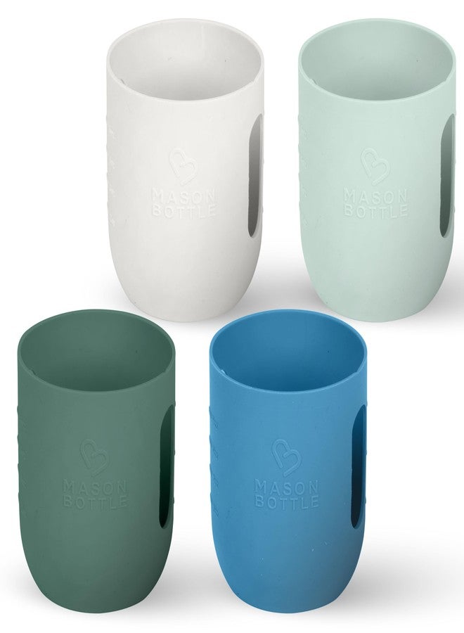 Mason Bottle 8oz Silicone Sleeves for Mason Jars (4-Pack) - Regular-Mouth Jar Covers for Grip and Protection (Bottle Not Included) - Non-Toxic, Dishwasher Safe, Made in USA - Image 1