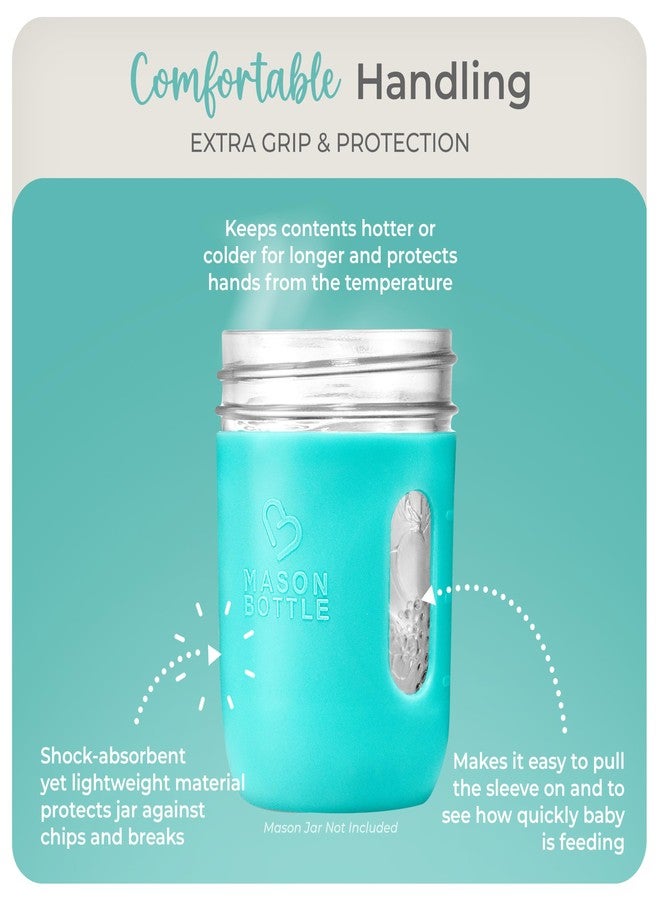 Mason Bottle 8oz Silicone Sleeves for Mason Jars (4-Pack) - Regular-Mouth Jar Covers for Grip and Protection (Bottle Not Included) - Non-Toxic, Dishwasher Safe, Made in USA - Image 3