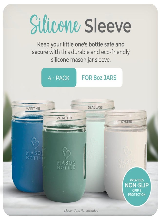 Mason Bottle 8oz Silicone Sleeves for Mason Jars (4-Pack) - Regular-Mouth Jar Covers for Grip and Protection (Bottle Not Included) - Non-Toxic, Dishwasher Safe, Made in USA - Image 2