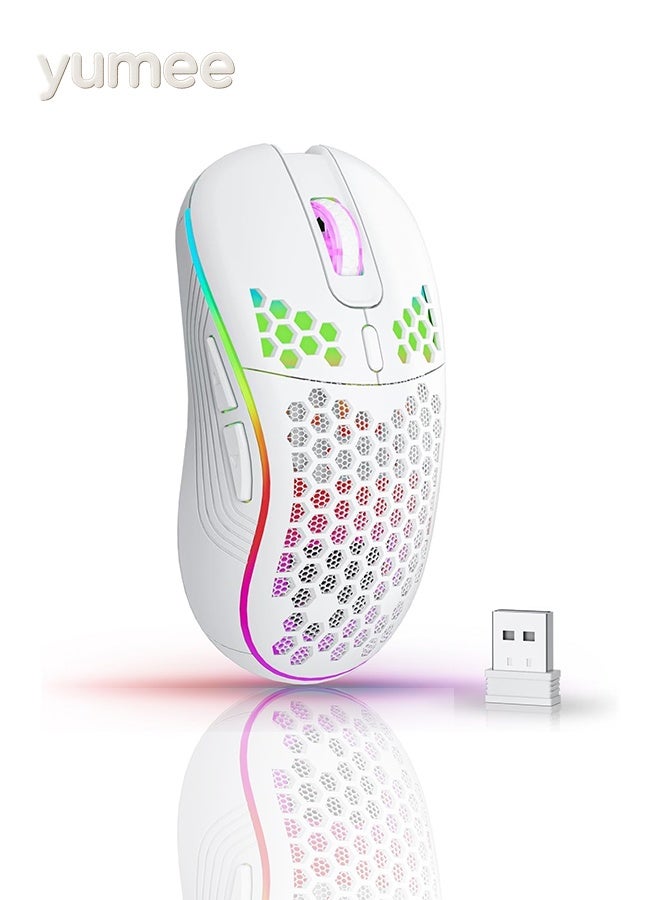yumee Wireless Mouse, Bluetooth Mouse with Rechargeable Battery and USB Receiver – RGB Lighting Syncs with Music & Games for Immersive Experience – Ideal for Gaming, Office and Home Use - Image 1