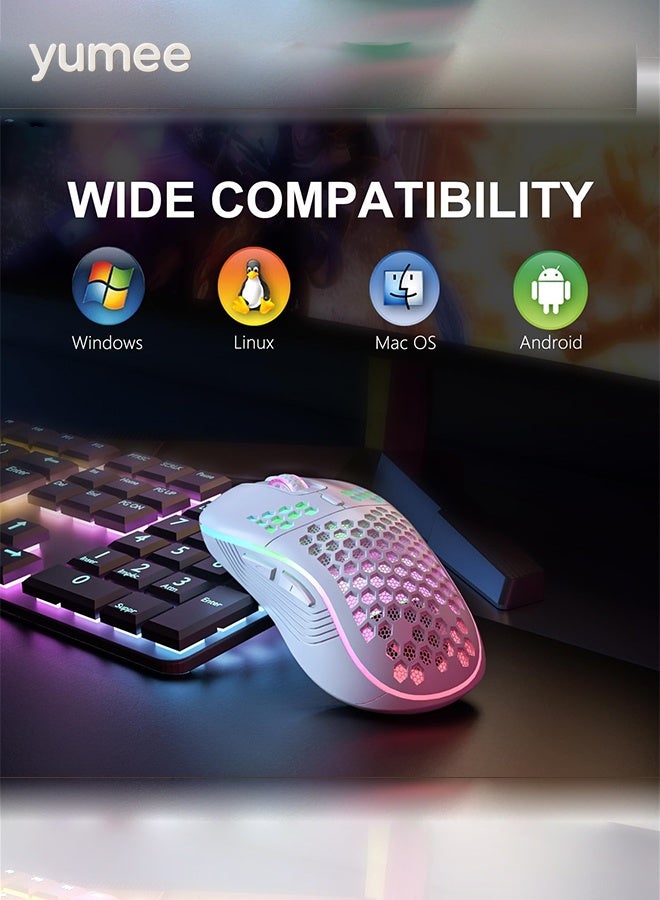 yumee Wireless Mouse, Bluetooth Mouse with Rechargeable Battery and USB Receiver – RGB Lighting Syncs with Music & Games for Immersive Experience – Ideal for Gaming, Office and Home Use - Image 3