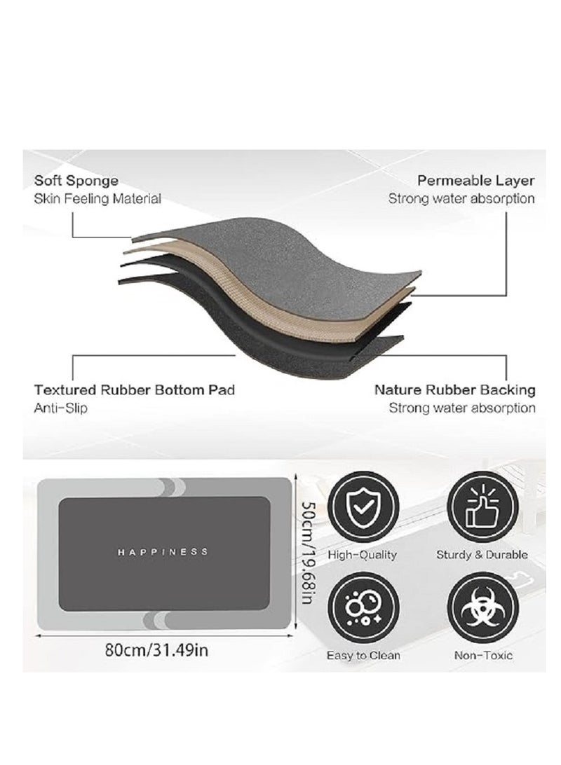 سجادة حمام مانعة للانزلاق فائقة الامتصاص مقاومة للبقع - لون رمادي - Image 3