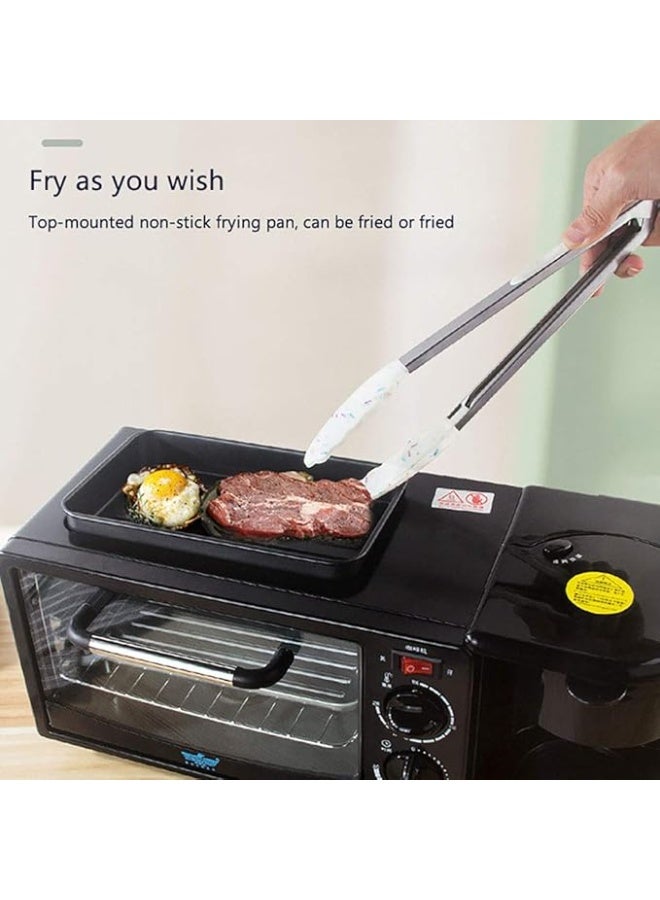 كايوان فرن طاولة صغير 3 في 1 - فرن كهربائي للطهي، وماكينة صنع قهوة، ومحمصة خبز مع بطانة داخلية غير لاصقة، ومحطة إفطار متعددة الاستخدامات للعائلة، باللون الأسود، وصغير الحجم وقابل للحمل، بدون غطاء - Image 5