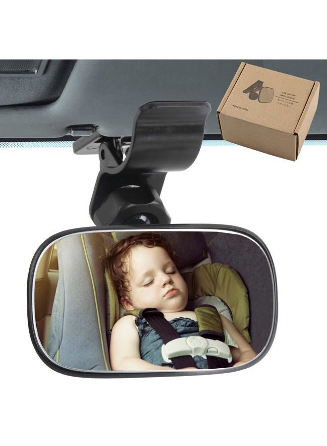 JONMON Automotive Interior Rearview Baby Mirror - Car Small Clip-On Adjustable Facing Back Rear View Seat Convex Mirror Clip on Car or Truck Sun Visor - Image 1