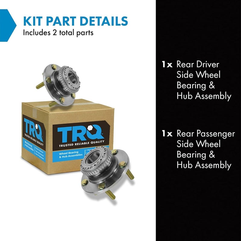 TRQ Rear Left and Right Wheel Bearing and Hub Assembly Set 2 Piece Compatible with 2003-2004 Hyundai Tiburon with 4 Wheel ABS Brakes 2005 Tiburon GT 2006-2008 Tiburon - Image 2