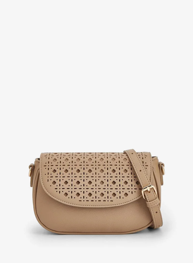 فلورا بيلا من شو إكسبرس Crossbody Bag With Adjustable Shoulder Strap With Laser Cut Design