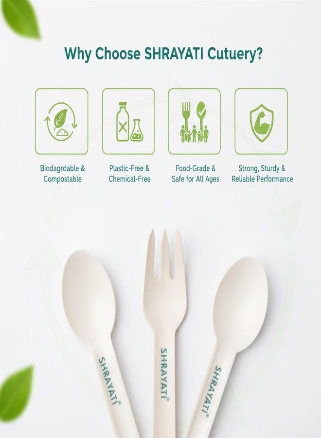 Shrayati Paper Fork Set of 200 Pcs | Eco-Friendly Disposable Cutlery | Biodegradable Sturdy Paper Pulp Forks | Food-Grade & Plastic-Free | Ideal for Picnics, Parties, Catering and Daily use - Image 2