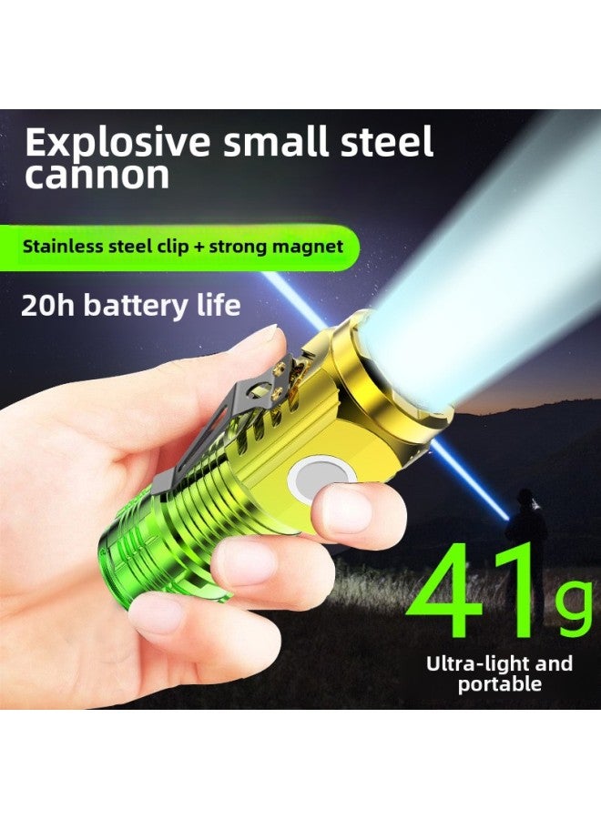 Loquat Three-eyed Monster Strong Light Flashlight Super Bright Mini Portable LED Multi-function Magnet Charging Home Outdoor-Product Specifications:✈Qp501 Gradient Silver Plated Uv 【rechargeable】 【recharge - Image 3