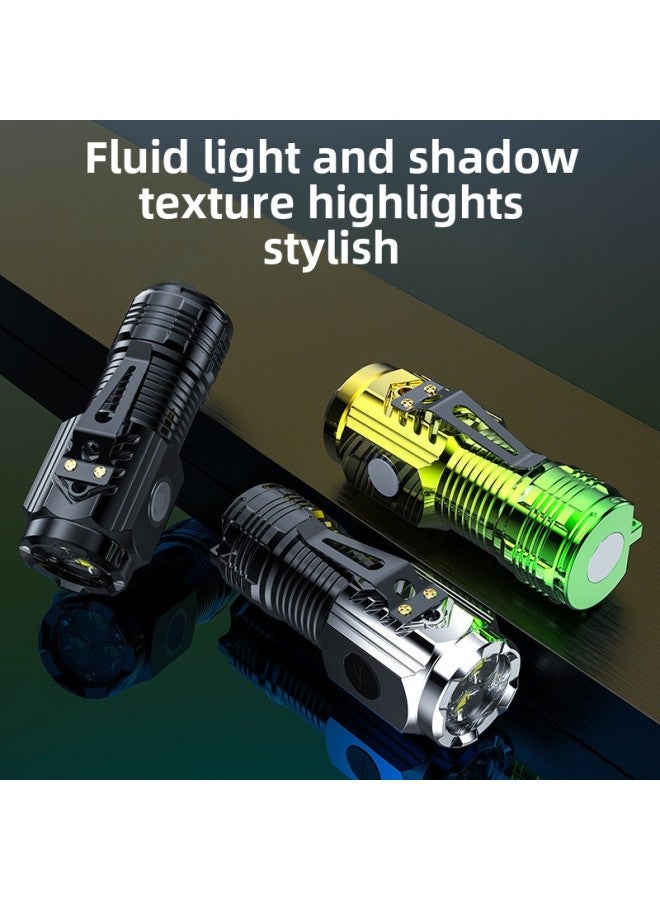 Loquat Three-eyed Monster Strong Light Flashlight Super Bright Mini Portable LED Multi-function Magnet Charging Home Outdoor-Product Specifications:✈Qp501 Gradient Silver Plated Uv 【rechargeable】 【recharge - Image 4