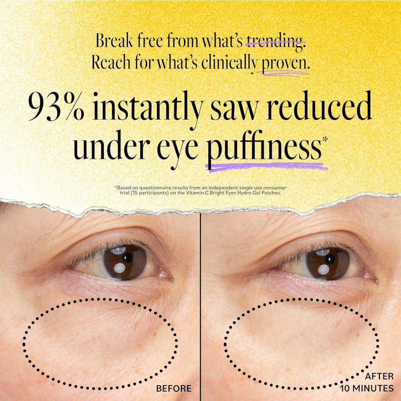 derma-e Derma E Vitamin C Bright Eyes Hydro Gel Under Eye Patches 5 Pairs Allantoin Caffeine Vitamin B3 Eye Masks to Helps Reduce Fine Lines Wrinkles Dark Circles Puffy Eyes10 Ct - Image 3