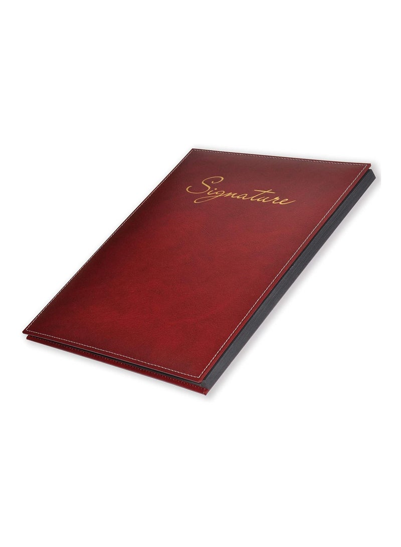 FIS Arabic Open Signature Book 10-Divisions Bonded Leather, Maroon - FSCL1-10BNAMR - Image 1