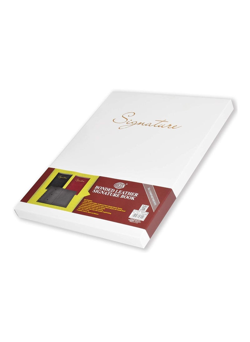 FIS Arabic Open Signature Book 10-Divisions Bonded Leather, Maroon - FSCL1-10BNAMR - Image 3