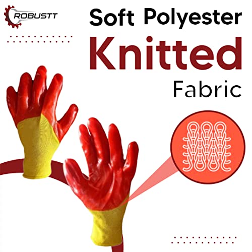 Robustt Nylon Nitrile Half Coated (Back Also) Industrial Safety Hand Gloves (Pack of 1) Anti-Cut | Cut Resistant | Heat Resistant | Industrial Use | for Finger and Hand Protection. - Image 2