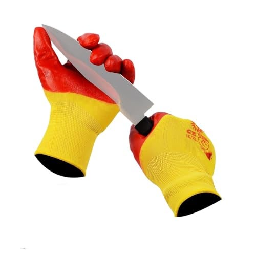Robustt Nylon Nitrile Half Coated (Back Also) Industrial Safety Hand Gloves (Pack of 1) Anti-Cut | Cut Resistant | Heat Resistant | Industrial Use | for Finger and Hand Protection. - Image 1