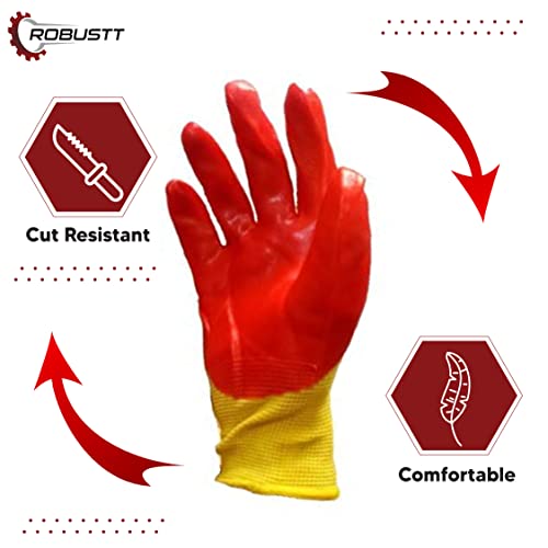 Robustt Nylon Nitrile Half Coated (Back Also) Industrial Safety Hand Gloves (Pack of 1) Anti-Cut | Cut Resistant | Heat Resistant | Industrial Use | for Finger and Hand Protection. - Image 3