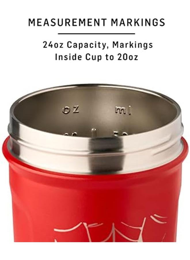 Blender Bottle - Marvel Strada Shaker Cup Insulated Stainless Steel Water Bottle With Wire Whisk 24 Ounce Thor Hammer - Image 1