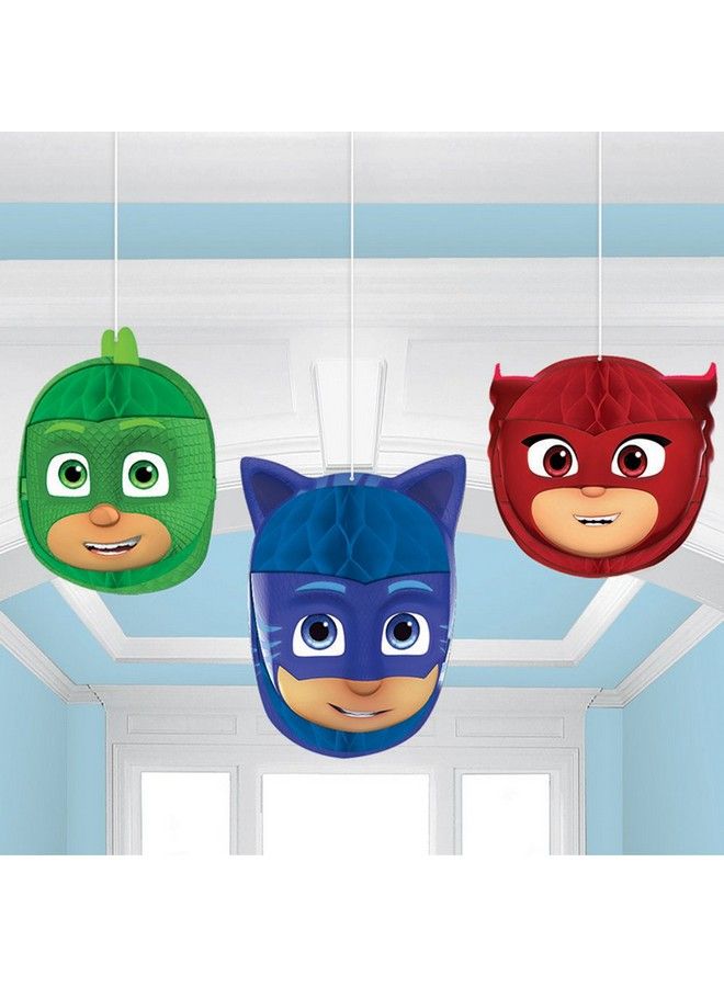 Amscan Pj Masks Honeycomb Decorations Assorted Sizes 3 Pcs - Image 1