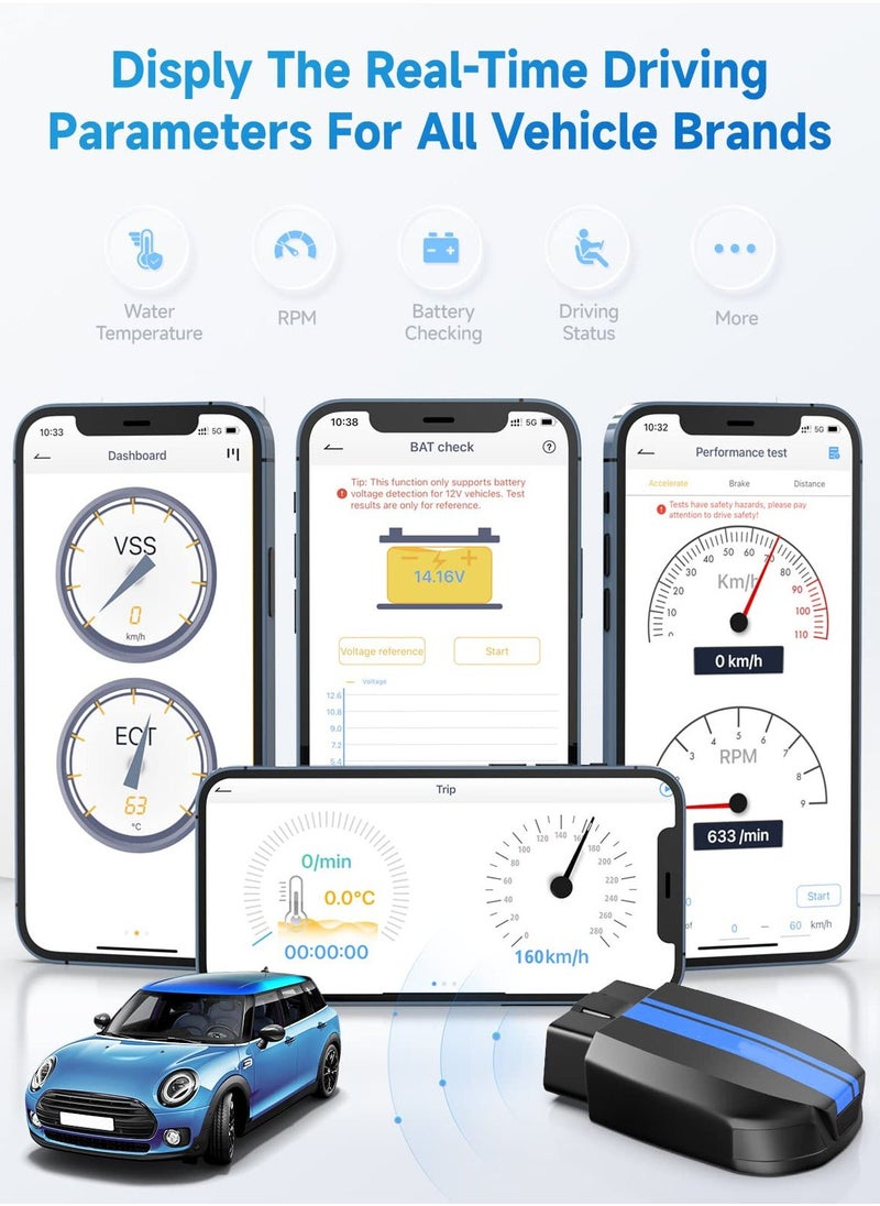 Generic - OBD2 Scanner Bluetooth for BMW Full System Code Reader Scan Tool with Battery Registration Tool Service EPB CBS ETC ABS Airbag Powerful Diagnostic Tool for All Cars for iPhone iPad and Android - Image 1