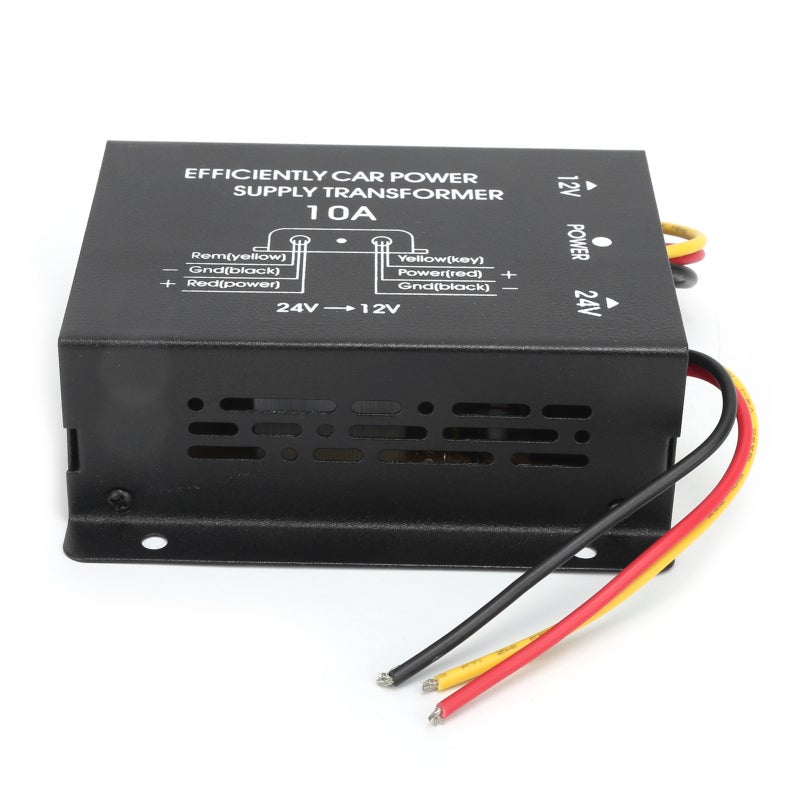 DC Power Converter 24V to 12V 10A Buck Transformer - Built-in Multiple Protections Premium Aluminum Alloy Shell Voltage Reducer for 24V Vehicles Stereo LED Display - Image 2