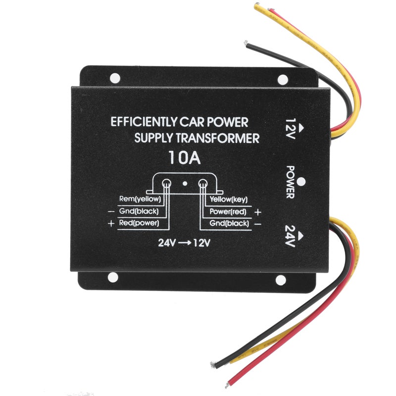 DC Power Converter 24V to 12V 10A Buck Transformer - Built-in Multiple Protections Premium Aluminum Alloy Shell Voltage Reducer for 24V Vehicles Stereo LED Display - Image 1