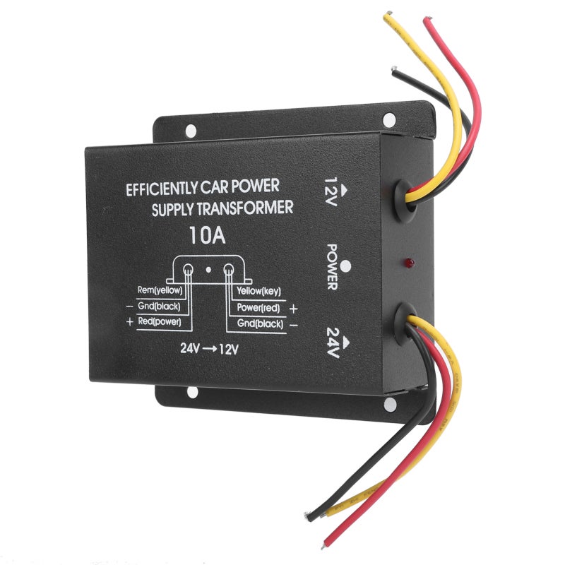 DC Power Converter 24V to 12V 10A Buck Transformer - Built-in Multiple Protections Premium Aluminum Alloy Shell Voltage Reducer for 24V Vehicles Stereo LED Display - Image 4
