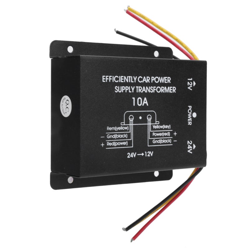 DC Power Converter 24V to 12V 10A Buck Transformer - Built-in Multiple Protections Premium Aluminum Alloy Shell Voltage Reducer for 24V Vehicles Stereo LED Display - Image 3