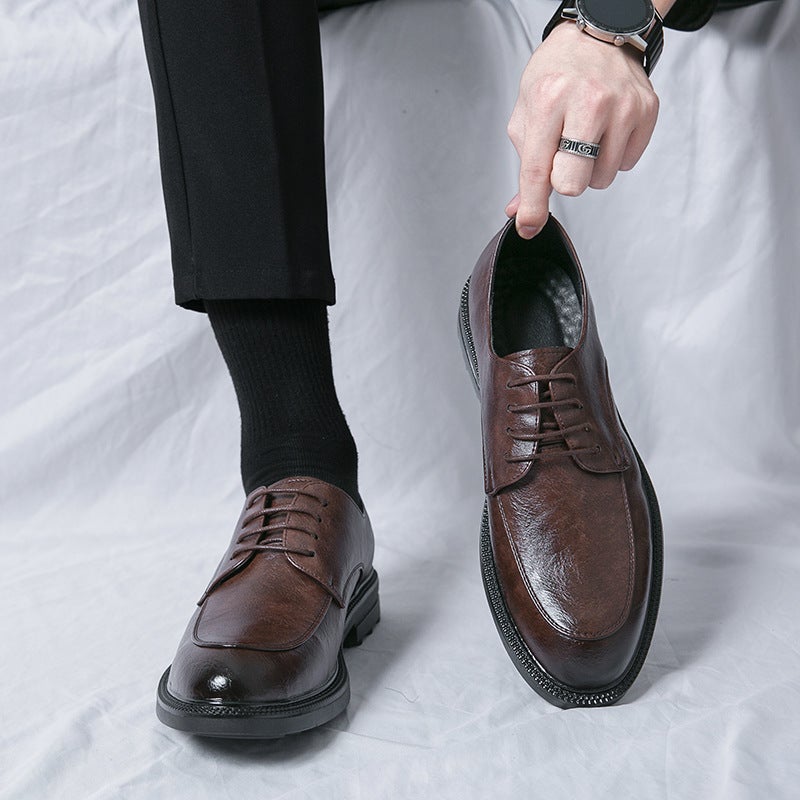 Plus Size 46 Leather Shoes Men'S 2024 Business Dress British Casual Big Head Shoes Wedding Groom Shoes Tide - Image 3