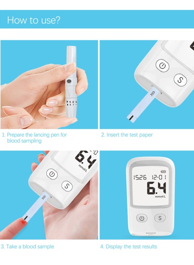 Sugar Test Monitor, Glucose Meter Kit, Diabetes Testing Kit with Glucometer, Test Strips, Lancing Device, Lancets