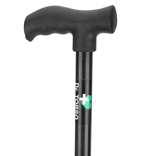 Dr. TORSO Black Edition Premium Walking Stick with Adjustable Height, Sturdy Steel Body for Men/Women, Patients, Old People (Black) - Image 3