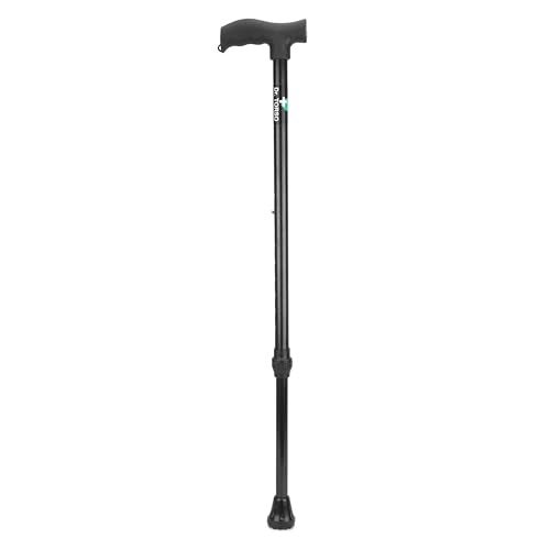Dr. TORSO Black Edition Premium Walking Stick with Adjustable Height, Sturdy Steel Body for Men/Women, Patients, Old People (Black) - Image 1