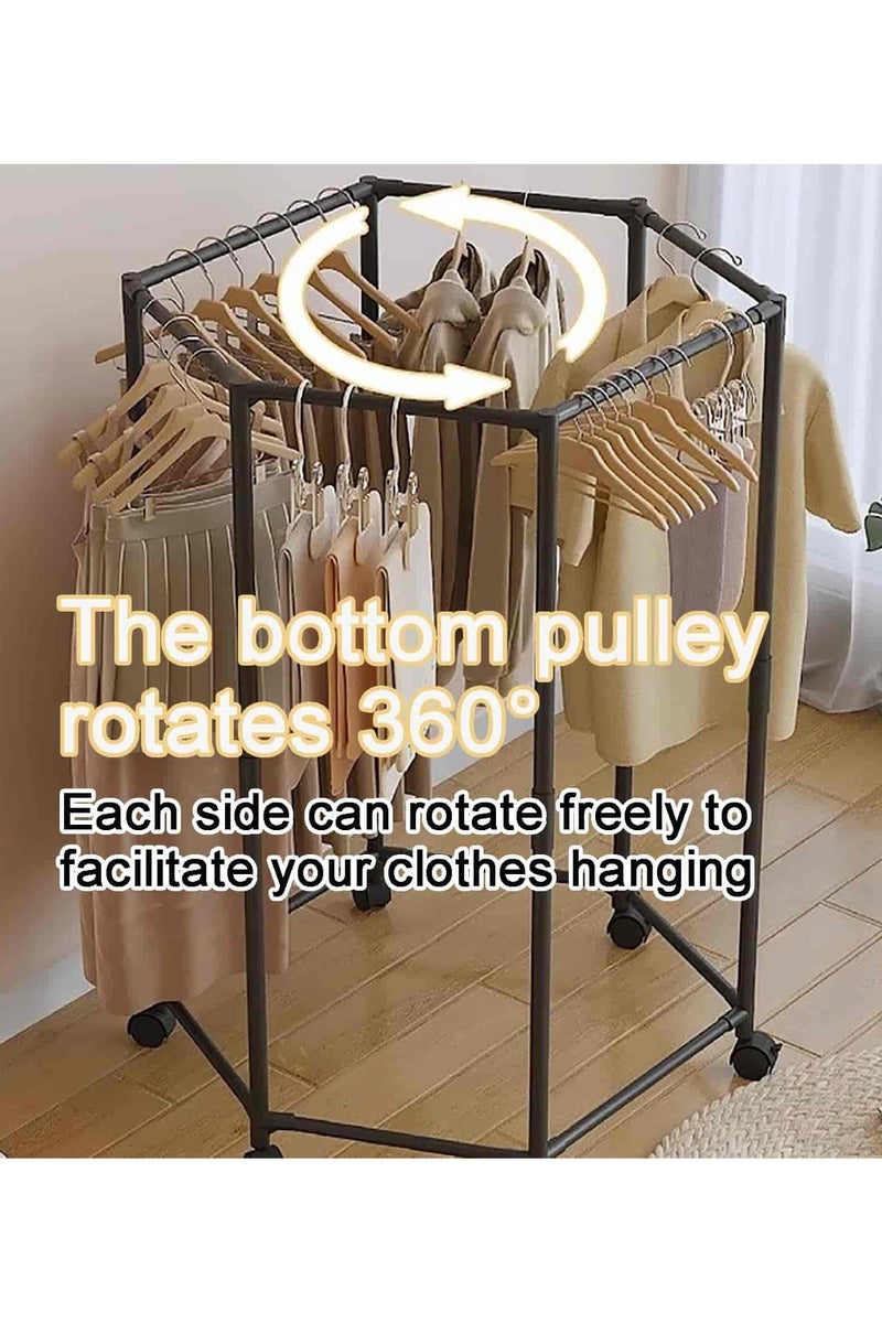 Aideli Clothes Rack with Wheel, Portable Clothing Racks for Hanging Clothes, Bold Hexagon Multi Functional Garment Rack for Bedroom, Living Room - Image 4